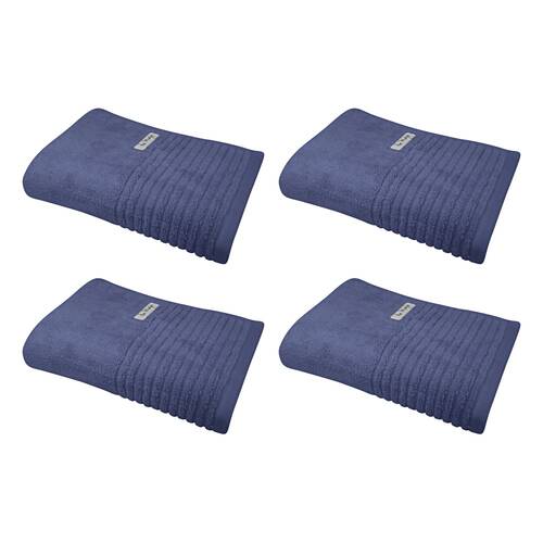 4x Bas Phillips Hayman Zero Twist Bath Towel 600Gsm Cotton 137x68cm Indigo