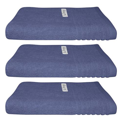 3x Bas Phillips Hayman Zero Twist Hand Towel 600Gsm Cotton 60x40cm Indigo