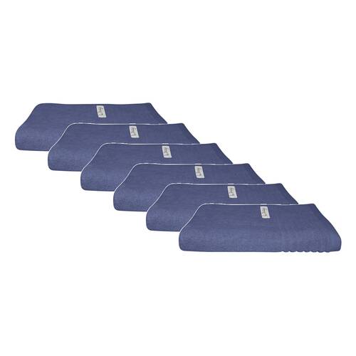 6x Bas Phillips Hayman Zero Twist Hand Towel 600Gsm Cotton 60x40cm Indigo