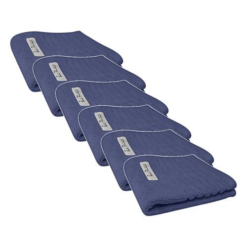 6x Bas Phillips Hayman Zero Twist Face Washer Towel 600Gsm Cotton 33cm Indigo