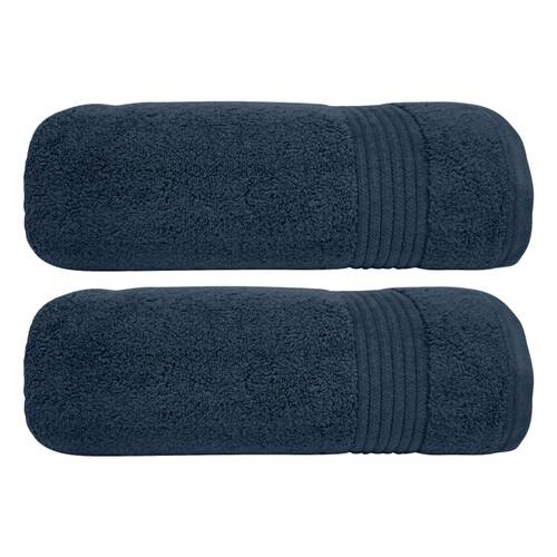 2x Bas Phillips Valencia Zero Twist Cotton Bath Sheet 80 x 160cm Navy