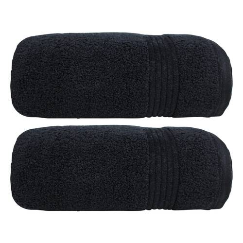 2x Bas Phillips Valencia Zero Twist Cotton Bath Towel 68 x 137cm Black