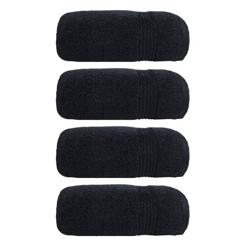 4x Bas Phillips Valencia Zero Twist Cotton Bath Towel 68 x 137cm Black