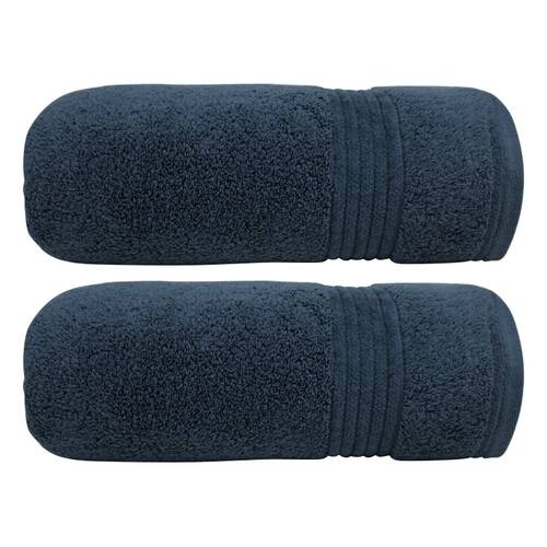 2x Bas Phillips Valencia Zero Twist Cotton Bath Towel 68 x 137cm Navy