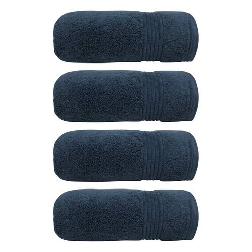 4x Bas Phillips Valencia Zero Twist Cotton Bath Towel 68 x 137cm Navy