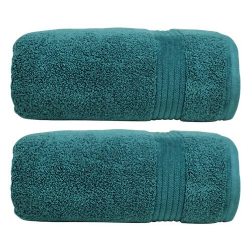 2x Bas Phillips Valencia Zero Twist Cotton Bath Towel 68 x 137cm Teal