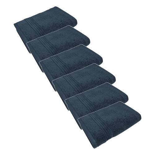 6x Bas Phillips Valencia Zero Twist Cotton Hand Towel 40 x 60cm Navy
