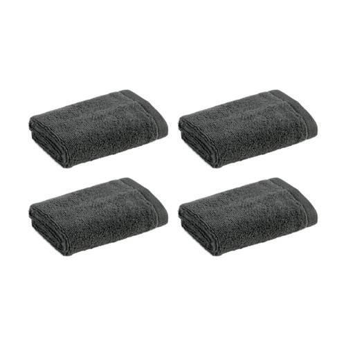 4PK Christy Cirrus Face Washer Combed Cotton 450GSM Fast Drying Charcoal