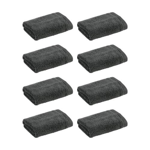 8PK Christy Cirrus Face Washer Combed Cotton 450GSM Fast Drying Charcoal