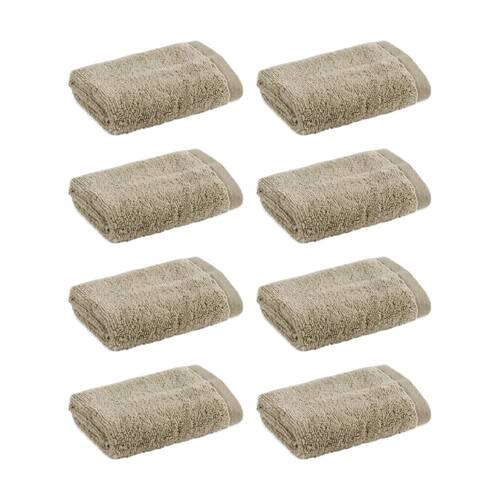 8PK Christy Cirrus Face Washer Combed Cotton 450GSM Fast Drying Latte