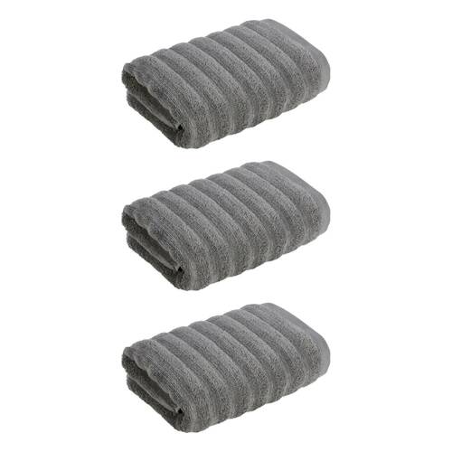 3x Christy Kensington Bathroom King Hand Towel Cotton 90x50 cm Charcoal