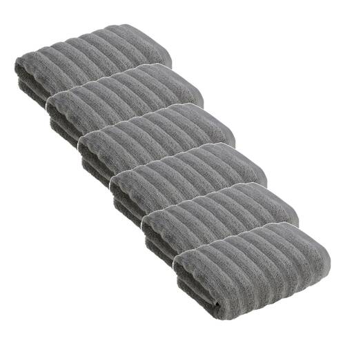 6x Christy Kensington Bathroom King Hand Towel Cotton 90x50 cm Charcoal
