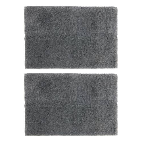 2x Christy Kensington Bathroom Bath Mat Microfibre 90x60 cm Charcoal