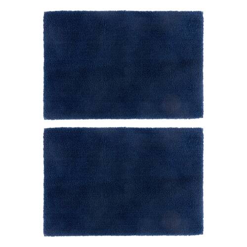 2x Christy Kensington Bathroom Bath Mat Microfibre 90x60 cm Navy