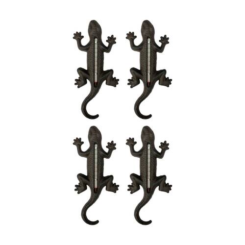 4PK Bronrob Decorative Outdoor/Garden Cast Iron Gecko Thermometer 23.5x23.5x1cm