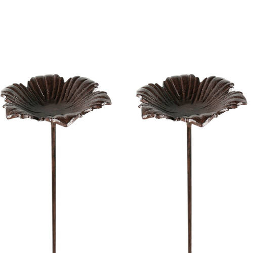 2PK Bronrob Outdoor/Garden Cast Iron Flower Bird Feeder Stake 74x74x15cm