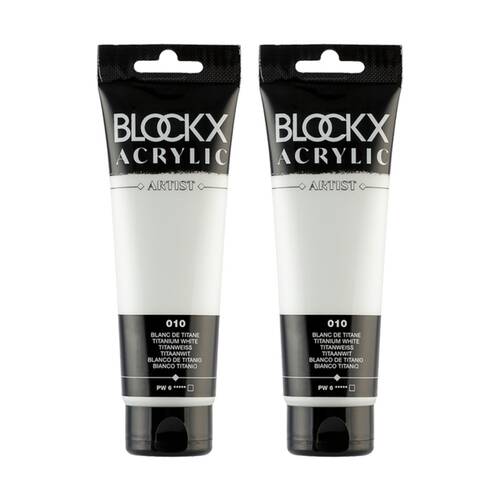 2PK Blockx Acrylic 120ml Paint Tube Art/Craft - Titanium White