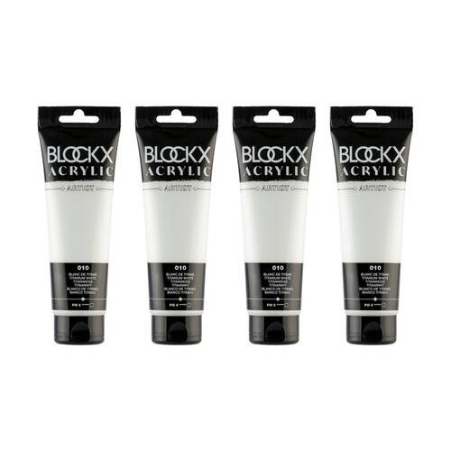 4PK Blockx Acrylic 120ml Paint Tube Art/Craft - Titanium White