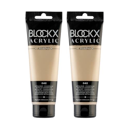 2PK Blockx Acrylic Metallic 120ml Paint Tube Art/Craft - Champagne