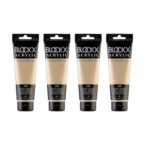 4PK Blockx Acrylic Metallic 120ml Paint Tube Art/Craft - Champagne