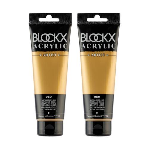 2PK Blockx Acrylic Metallic 120ml Paint Tube Art/Craft - Gold
