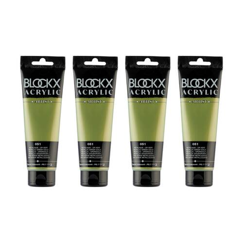 4PK Blockx Acrylic Metallic 120ml Paint Tube Art/Craft - Green Gold