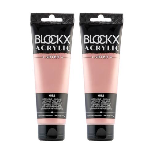 2PK Blockx Acrylic Metallic 120ml Paint Tube Art/Craft - Rose Gold