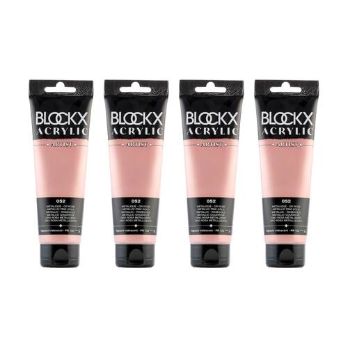 4PK Blockx Acrylic Metallic 120ml Paint Tube Art/Craft - Rose Gold