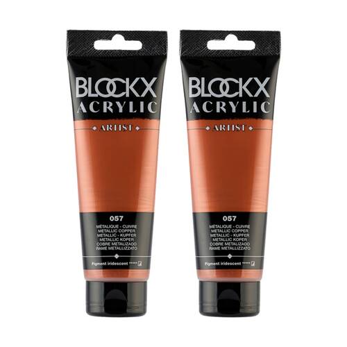 2PK Blockx Acrylic Metallic 120ml Paint Tube Art/Craft - Copper