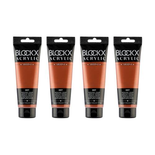 4PK Blockx Acrylic Metallic 120ml Paint Tube Art/Craft - Copper
