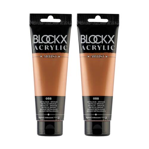 2PK Blockx Acrylic Metallic 120ml Paint Tube Art/Craft - Bronze