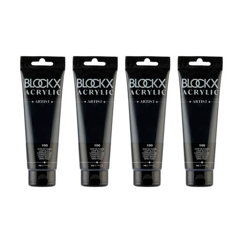 4PK Blockx Acrylic 120ml Paint Tube Art/Craft - Smoke Black