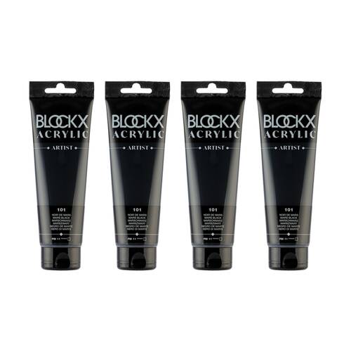4PK Blockx Acrylic Mars 120ml Paint Tube Art/Craft - Black