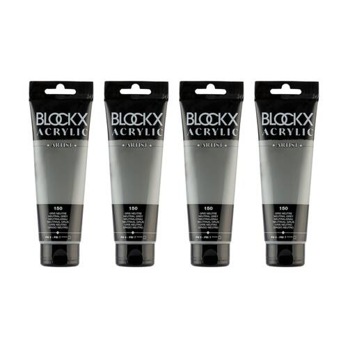 4PK Blockx Acrylic 120ml Paint Tube Art/Craft - Neutral Grey