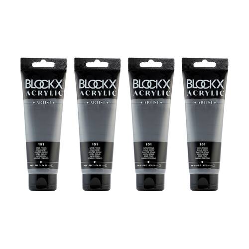 4PK Blockx Acrylic 120ml Paint Tube Art/Craft - Cold Grey