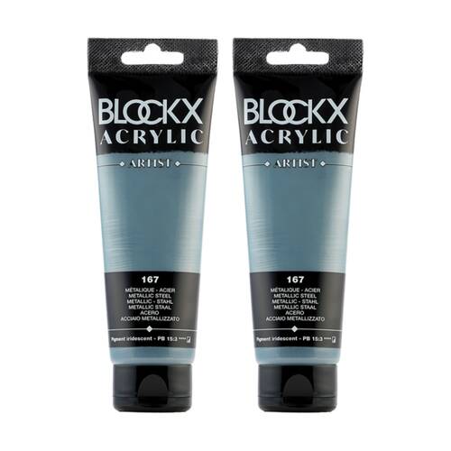 2PK Blockx Acrylic 120ml Paint Tube Art/Craft - MetallicSteel