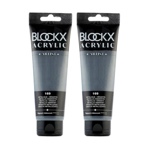 2PK Blockx Acrylic Metallic 120ml Paint Tube Art/Craft - Hematite