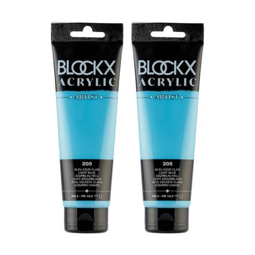 2PK Blockx Acrylic 120ml Paint Tube Art/Craft - Light Azure Blue