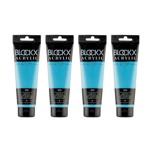 4PK Blockx Acrylic 120ml Paint Tube Art/Craft - Light Azure Blue