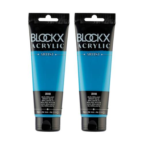 2PK Blockx Acrylic 120ml Paint Tube Art/Craft - Brilliant Blue