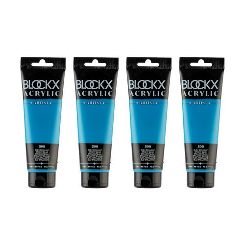 4PK Blockx Acrylic 120ml Paint Tube Art/Craft - Brilliant Blue