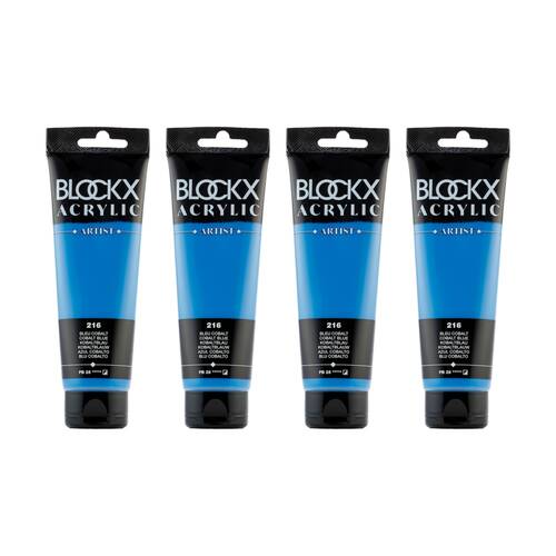 4PK Blockx Acrylic 120ml Paint Tube Art/Craft - Cobalt Blue