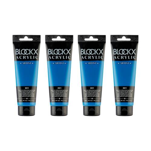 4PK Blockx Acrylic 120ml Paint Tube Art/Craft - Cerulean Blue