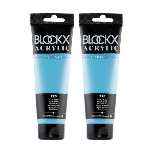 2PK Blockx Acrylic 120ml Paint Tube Art/Craft - Fluorescent Blue
