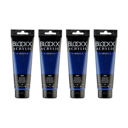 4PK Blockx Acrylic 120ml Professional Paint Tube Art/Craft - Blue