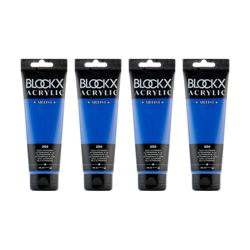 4PK Blockx Acrylic 120ml Paint Tube Art/Craft - Blue