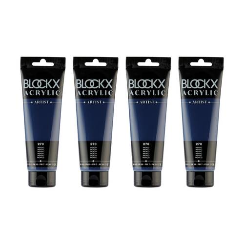4PK Blockx Acrylic 120ml Professional Paint Tube Art/Craft - Indigo