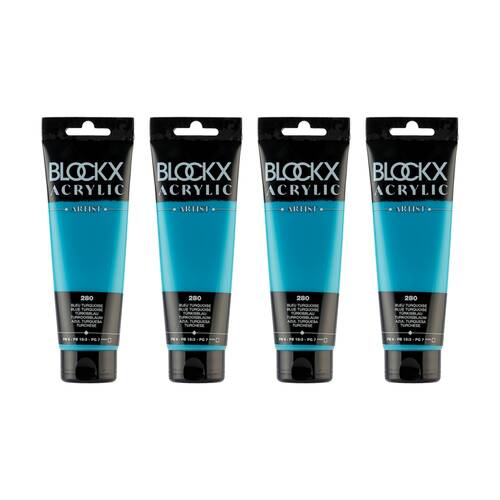4PK Blockx Acrylic 120ml Paint Tube Art/Craft - Turquoise Blue