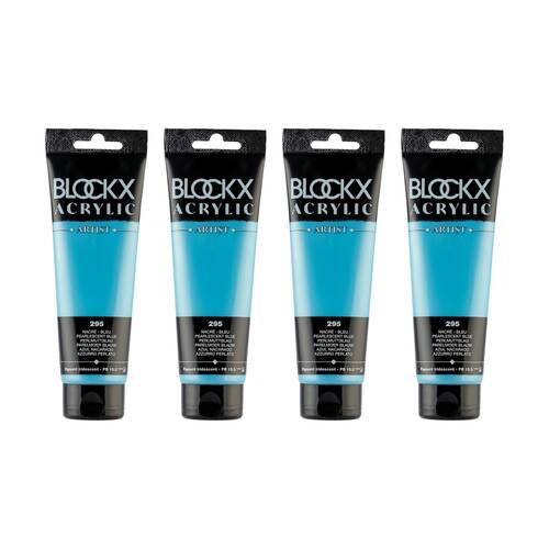 4PK Blockx Acrylic 120ml Paint Tube Art/Craft - PearlescentBlue