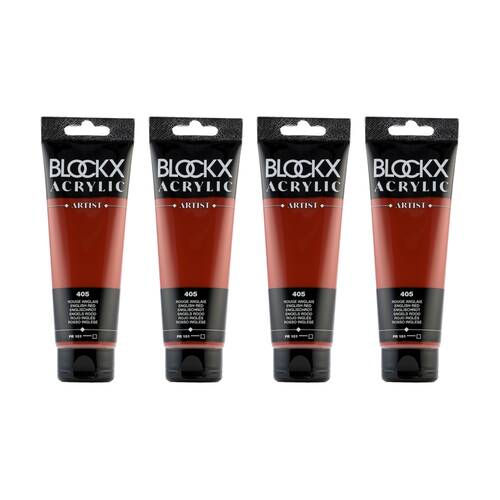 4PK Blockx Acrylic 120ml Paint Tube Art/Craft - English Red